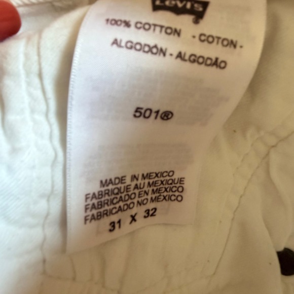 Levi's Jeans Women 31 x 32 White 501 Original Fit Straight Leg 100% Cotton - Picture 5 of 8